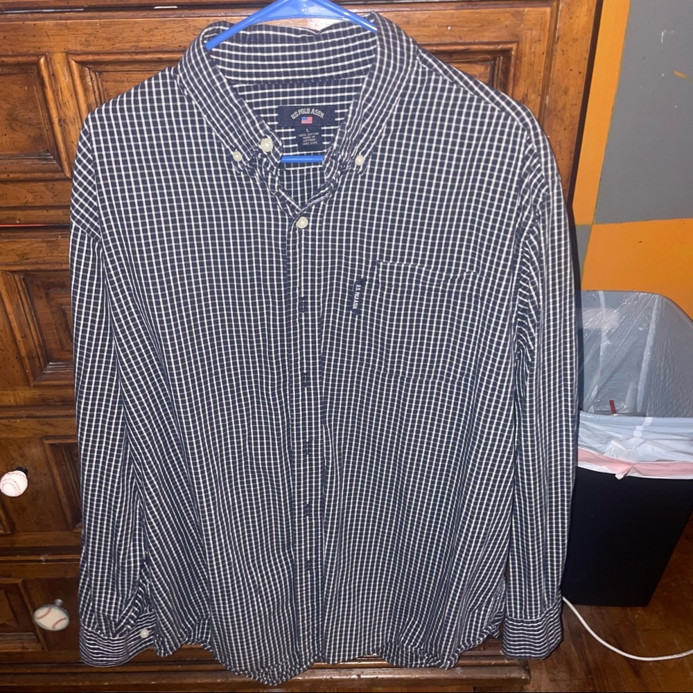 US Polo ASSN. Adult Large Plaid Polo Shirt